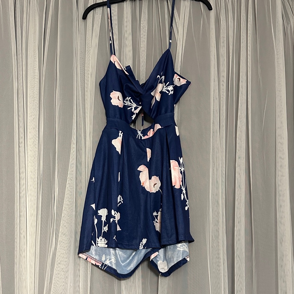 Floral Navy Blue Romper